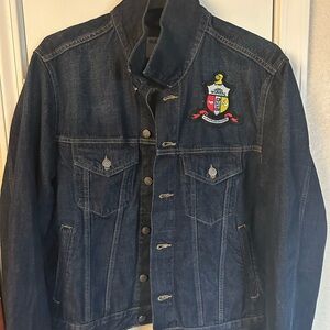 Men's Indigo Denim Jacket with Embroidered Crest